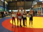 nuotraukoje iš kairės: Vilius Monkevičius, Robertas Petrauskas, treneris Nerijus Peleckis, Arnas Valantinas ir Ugnius 