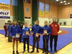 iš kairės: Kipras Leščiauskas, Arnas Valantinas, Vilius Povilaitis, Vilius Gečas ir treneris Nerijus Peleckis po varžybų apdovanojimų Viljandyje. 