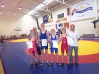 is kaires Renaldas Ridikas, treneris Saulius Jurcys, Algirdas Kuoris, Aurimas Kuoris, Mindaugas Reimeris ir treneris Nerijus Peleckis