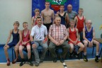 Is kaires stovi Mindaugas Reimeris, Algirdas Kuoris, Justas Augustis, treneris Sauius Jurcys, Aurimas Kuoris, sedi Robertas Pet
